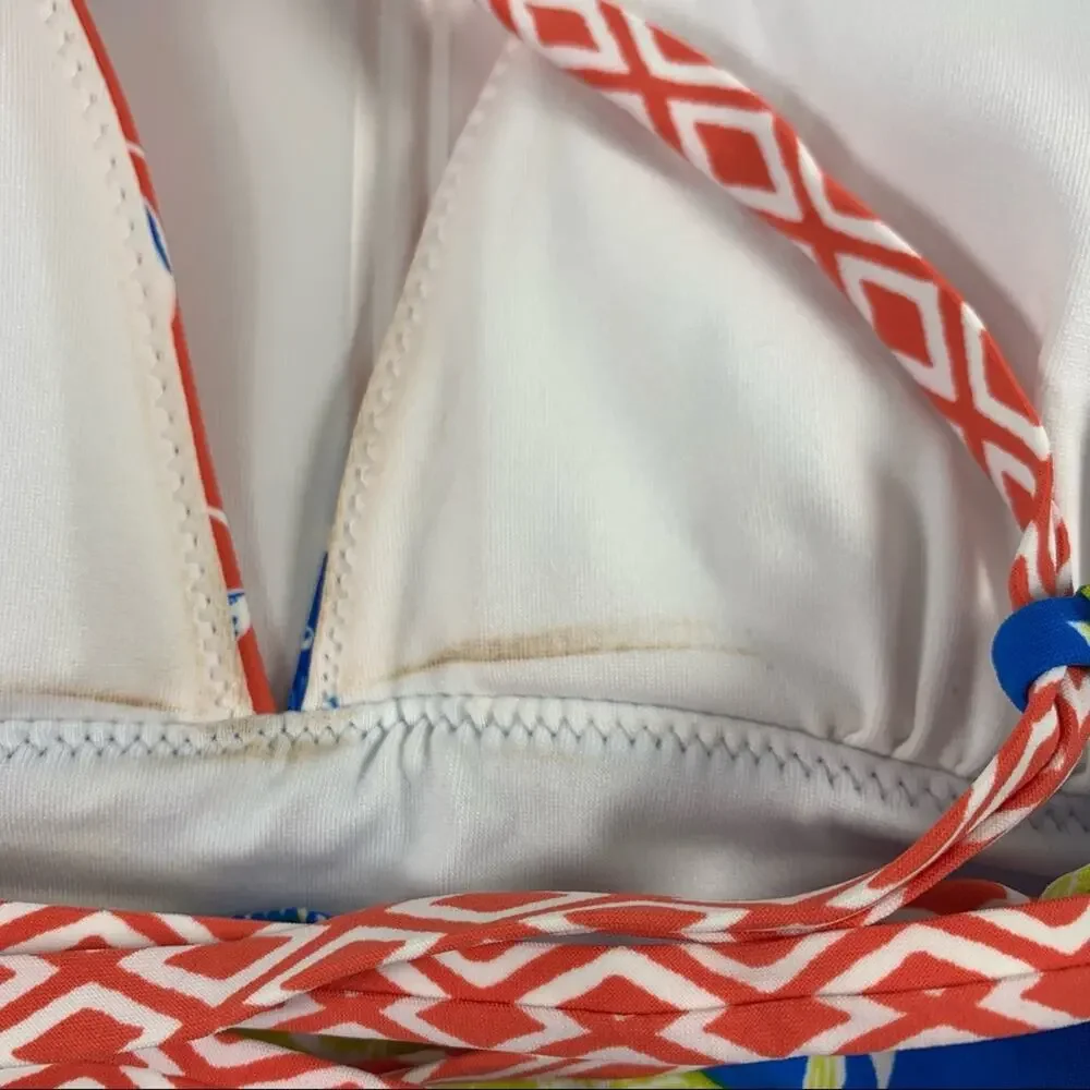 Lands’ End Triangle Bikini Top Sz Small Orange.